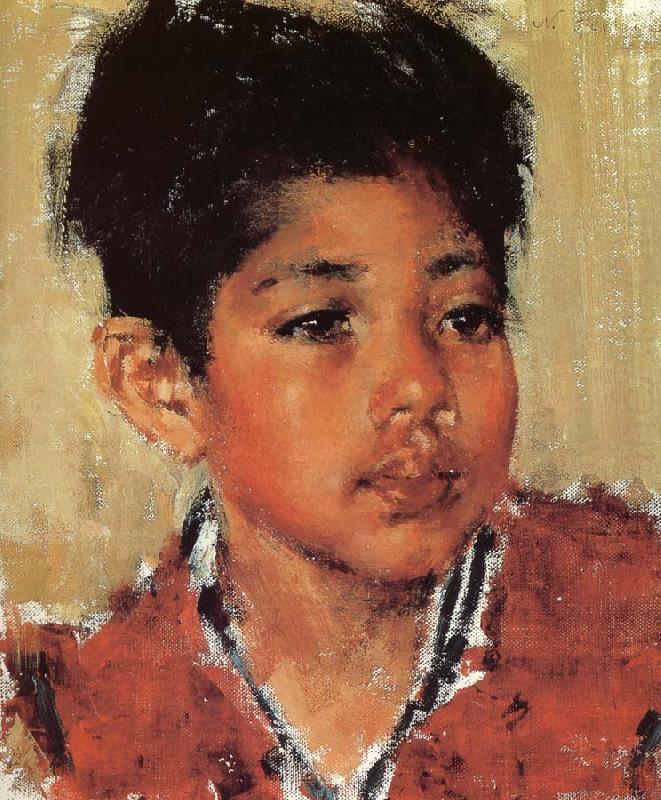 Nikolay Fechin Indian Boy in red china oil painting image